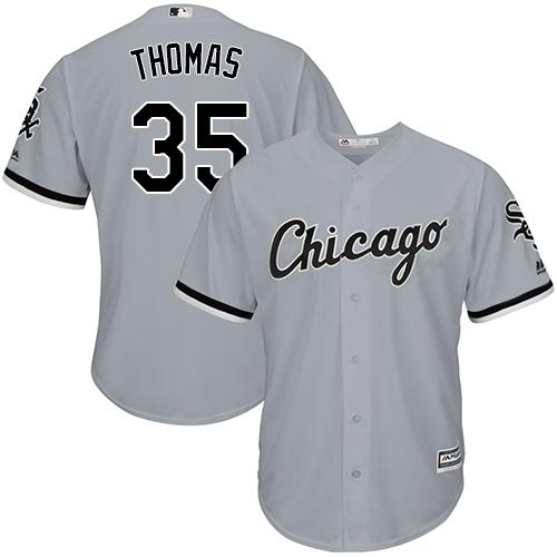 White Sox #35 Frank Thomas Grey Road Cool Base Stitched Youth MLB Jersey - Click Image to Close